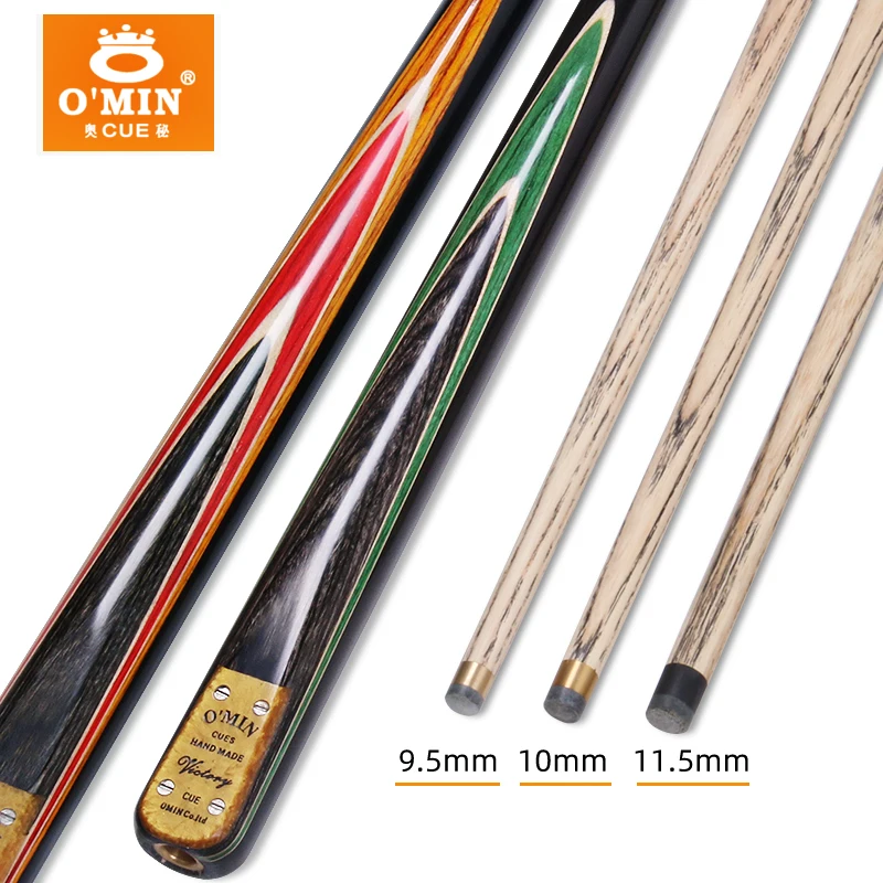 OMIN-VICTORY Snooker Cue with Case Tip, Billiard Cue Stick, 9.5mm, 10mm, 11.5mm 3/4 split,one piece cue，145cm，Extended section