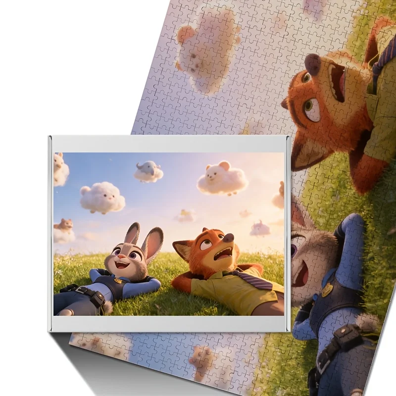 1000 elementów Puzzle z plakatem Disney Zootopia Judy Hopps i Nick Wilde |   Wysoki poziom trudności, dekoracja wnętrz, odpowiedni do klasy, kuchni