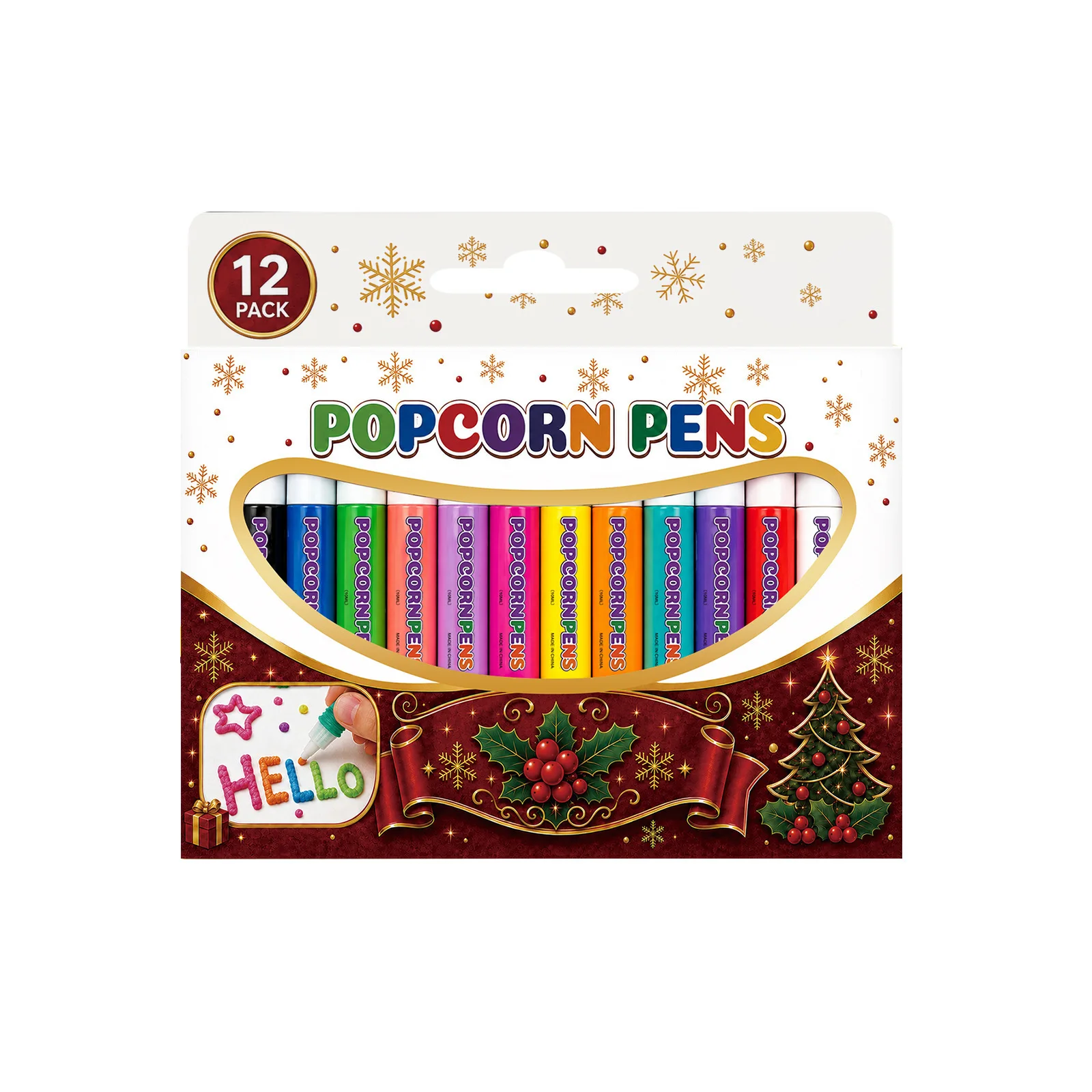 Christmas Bubble Popcorn Drawing Pen Magic 12 Color Bubble Pen 3D Art Pen Children's Drawing Coloring Creative Marking Pen 60ml
