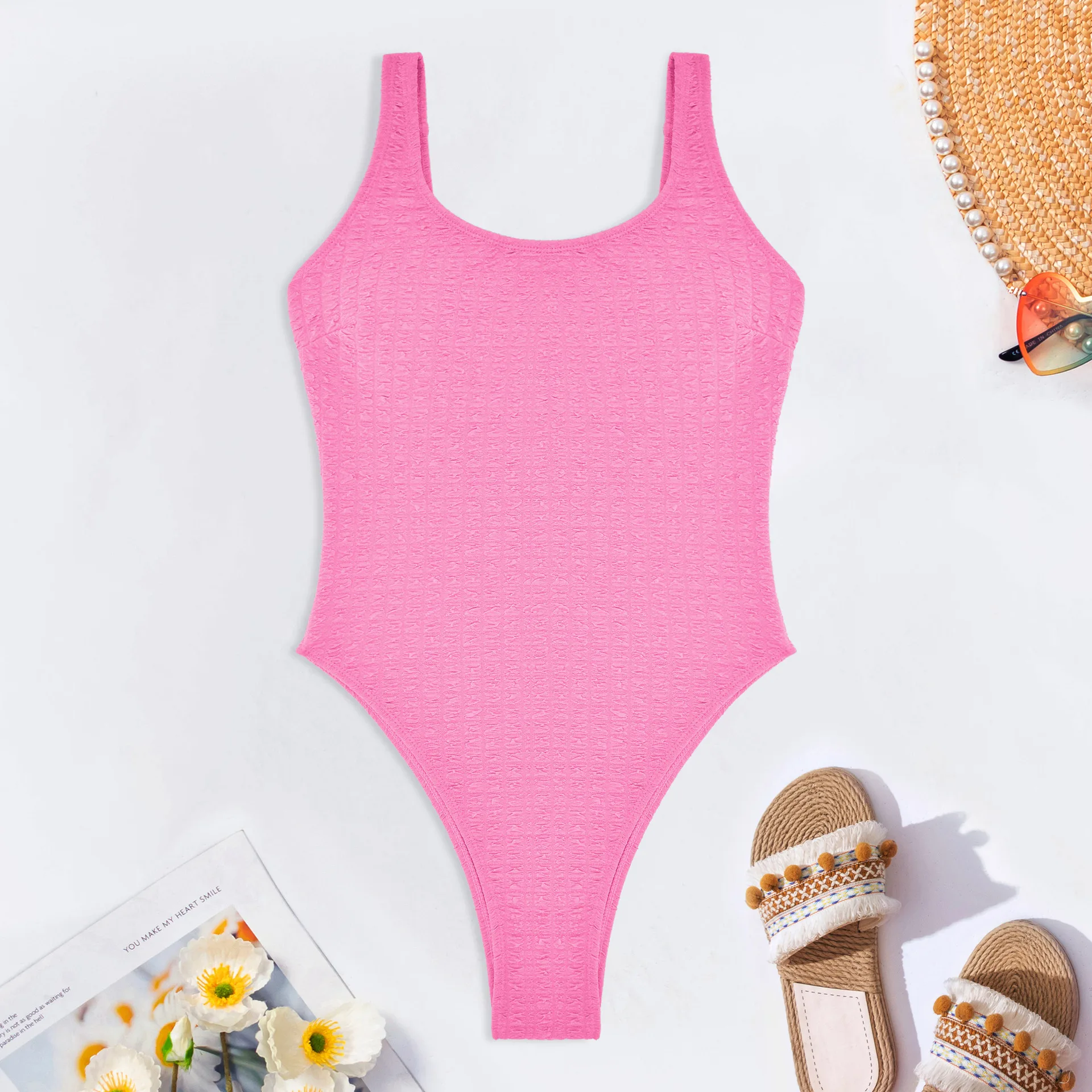 sexy solid wrinkled swimsuit one piece bodysuits bikinis 2024 women thong female bathing suit swimwear biquini