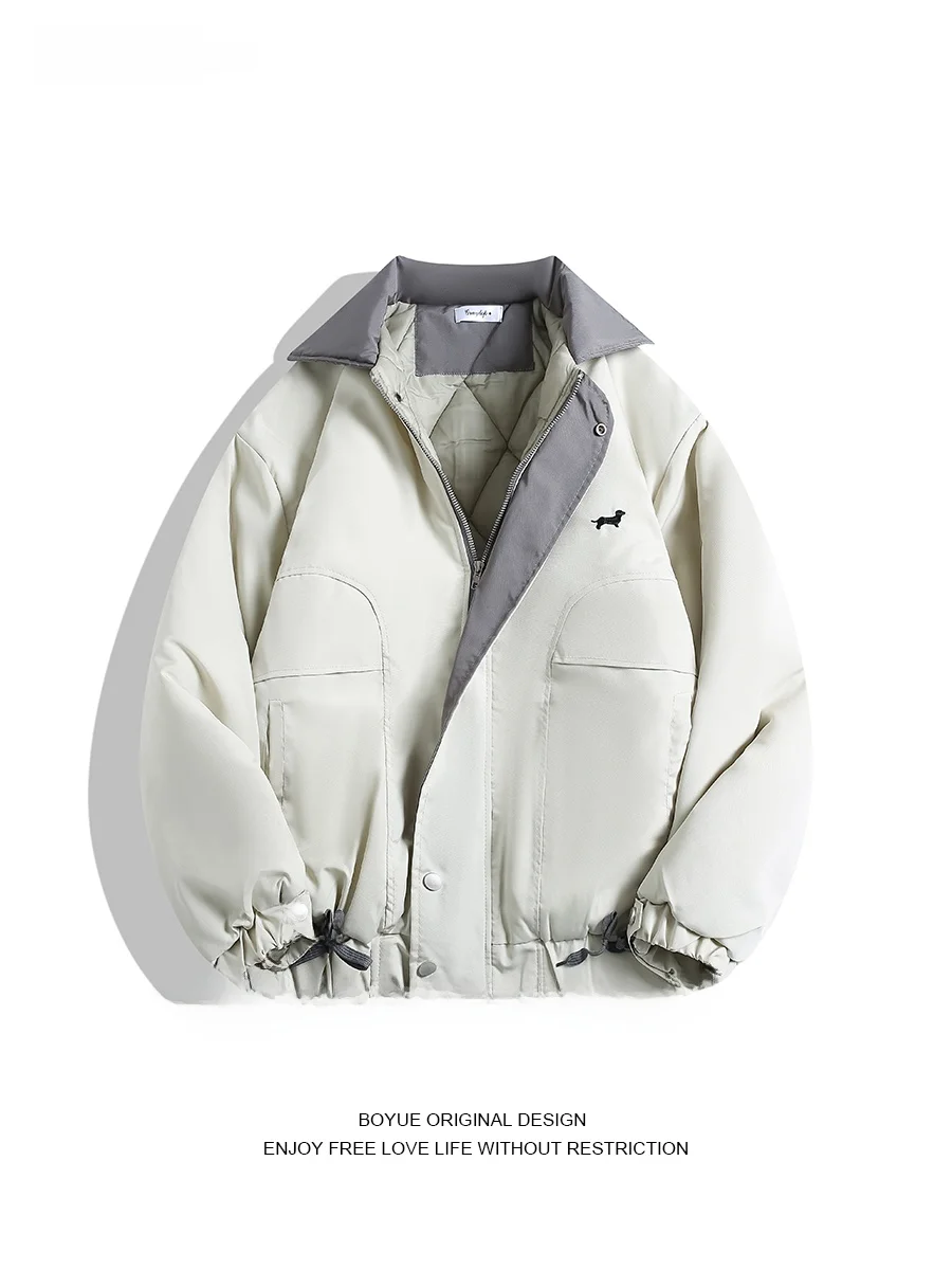 

Boyue Retro Japanese Sle Workwear Cotton Jaet ex Waterproof Casual Mountain Climbing Warmth Fce Lined Hooded Coat