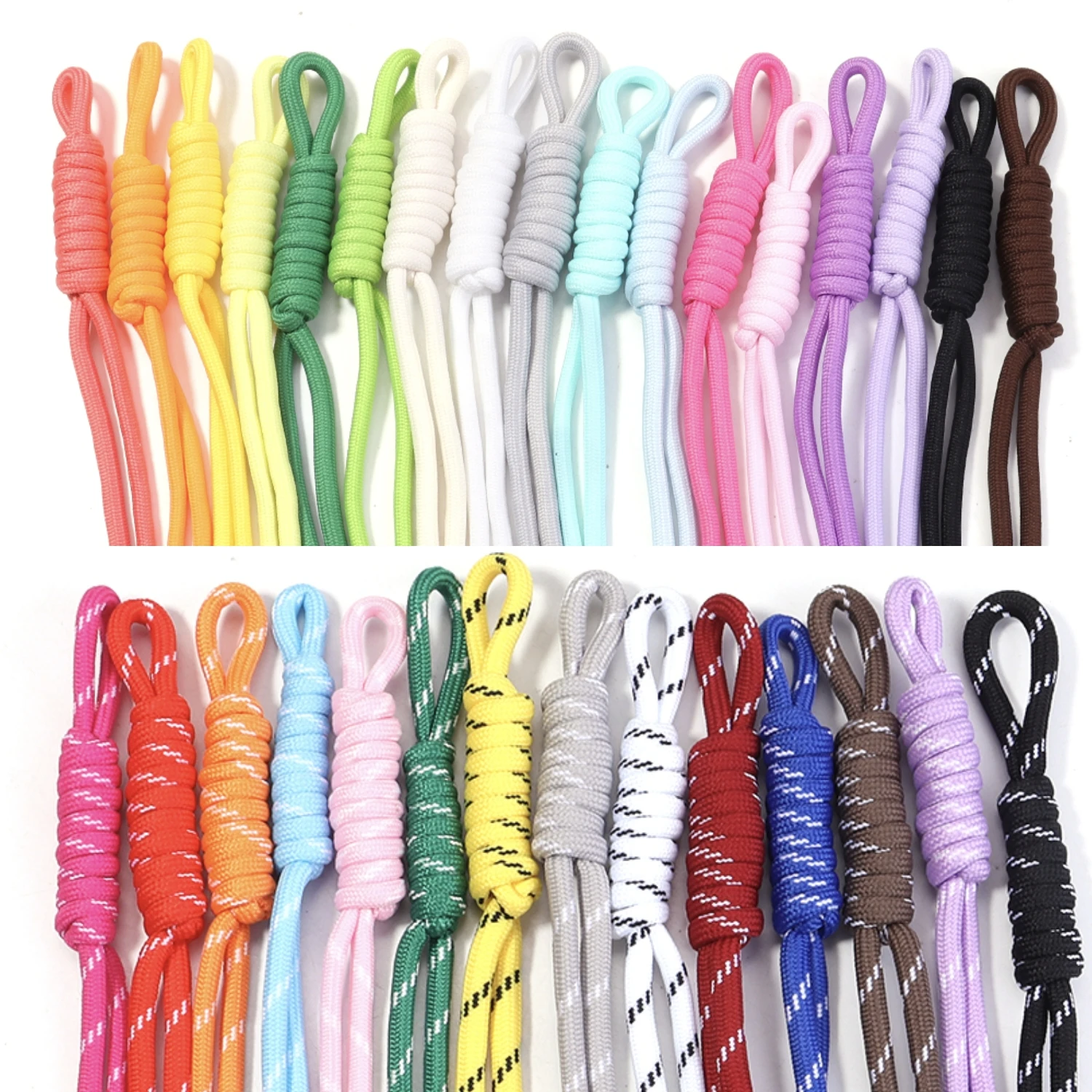 Image of 5 Stück/Set Bunte geflochtene Schlüsselbänder, handgefertigte Knoten-Nylonschnur für DIY-Schlüsselanhänger, Taschenanhänger, Zubehör