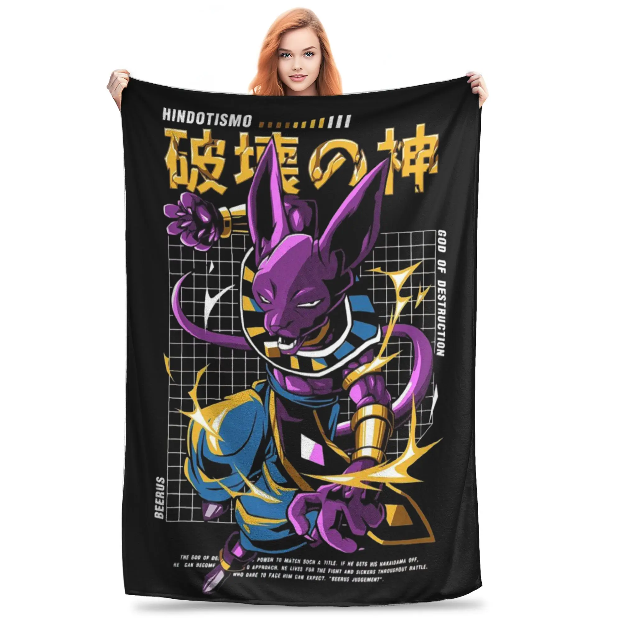 

Dragon Ball Beerus the God of Destruction Blanket Flannel Super Warm Throw Blankets for Airplane Travel Bedspread
