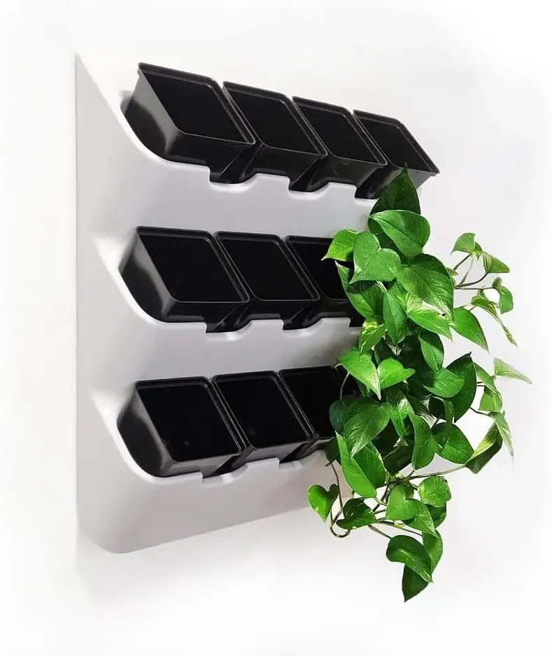

-12 (24"x26") Living Wall - Wall Planter, Vertical Garden for 12 Plants, Indoor/Outdoor, 2 Screws Install (White) with B