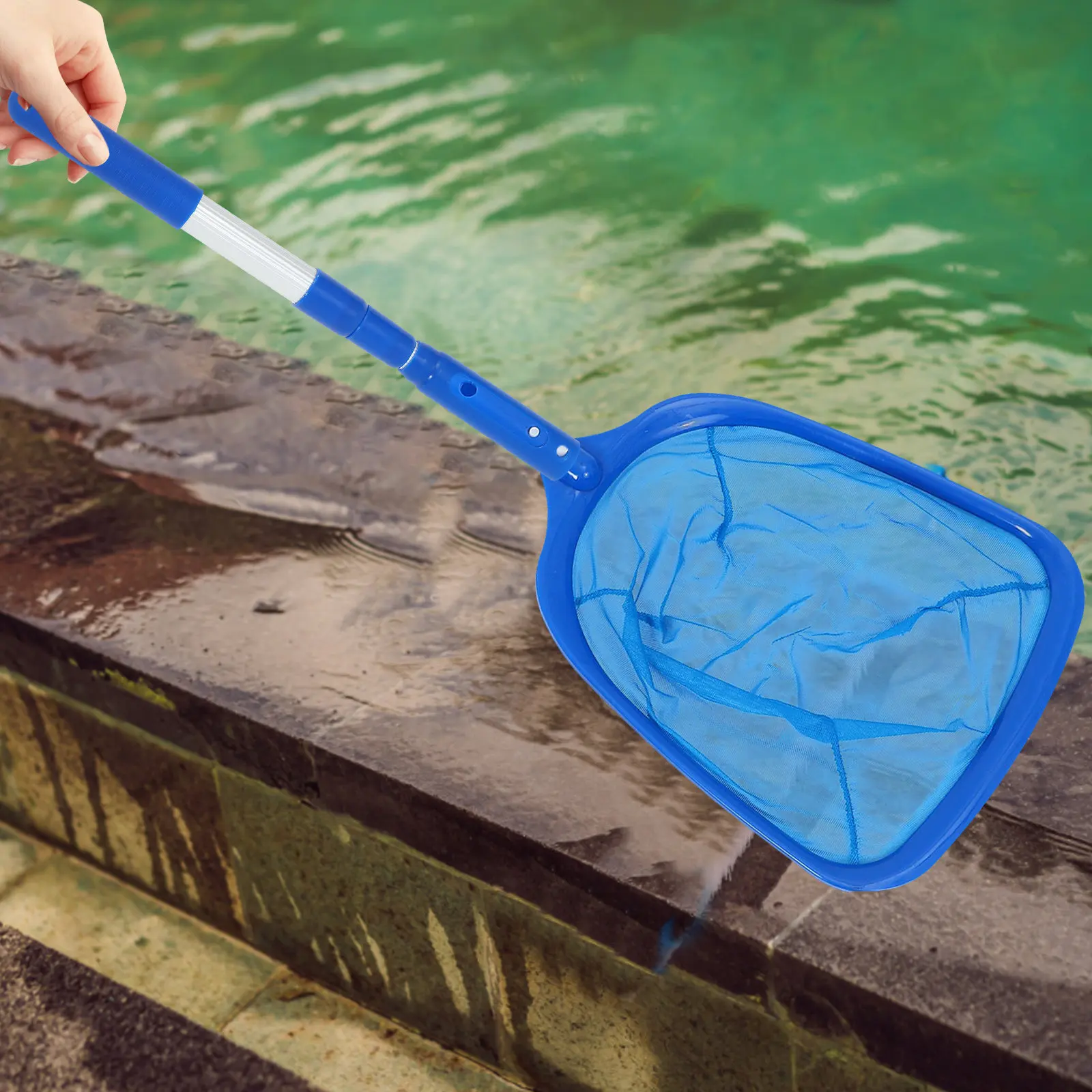 Detachable Aluminum Telescopic Pool Pole Adjustable Length Expandable Swimming Pool Handle Ergonomic Grip Skimmer Rod