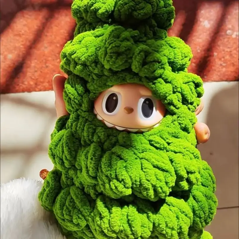 Material Package Knitted Crochet Christmas Tree Doll Clothes For Mini 10cm Doll Hand Woven Diy Material Ornament Decorative Gift