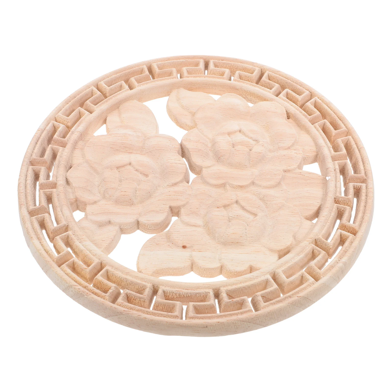

1pcs Wooden Rose Onlay Applique: Elegant Floral Carved Inlay For Furniture Cabinet Door Wall Decor, European Style Unpainted