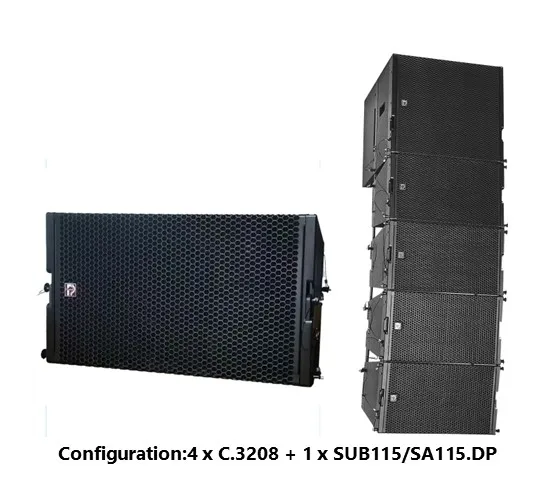 OEM/ODM Outdoor Activities And Meeting Dual 8-inch Stacked 3-way Coaxial Array Speaker With Neodymium Magnet And Hi-Res Audio