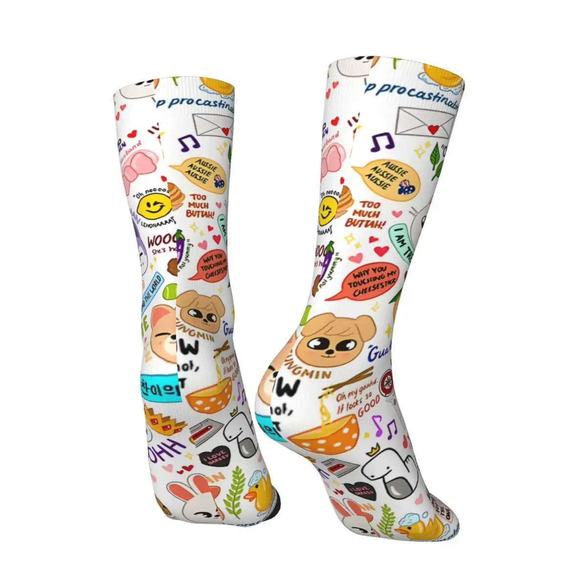 Vintage Updated Skz Doodle Men's compression Socks Unisex Street Style Seamless Printed Novelty Crew Sock