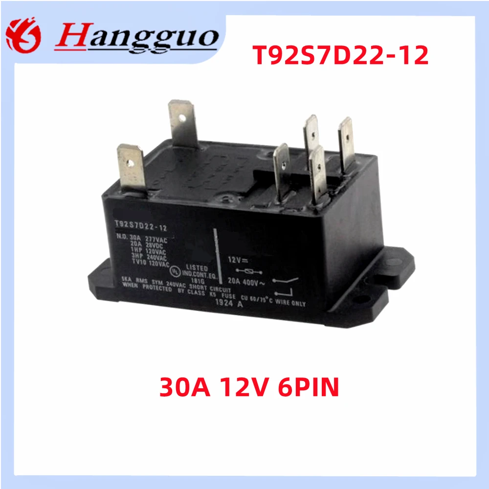 Original T92S7D22-12  12V T92S7D22-24 24V 12VDC 24VDC 30A 250VAC 6PIN  Relay