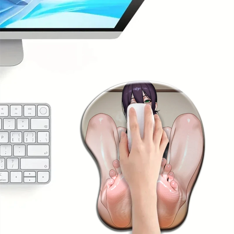 بالمنشار رجل Reze القدم ثلاثية الأبعاد سيليكون المعصم الراحة ماوس الوسادة Kawaii المعتوه وسادة مكتب استخدام وسادة الألعاب المريحة