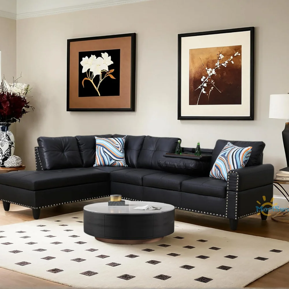 

L-Shaped Combination Sofa Set, Luxurious Synthetic Leather Living Room Sofa, Suitable for Living Rooms, Bedrooms