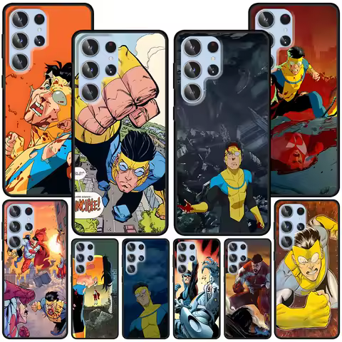Cartoon Invincible Case for Samsung Galaxy S23 S21 S20 FE S24 S22 Ultra S10 S10e S9 Plus Soft Black TPU Phone Cover Bumper