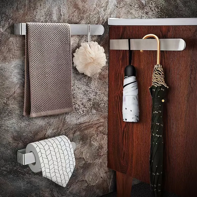 Towel Rack Non-punched TowelRack Bathroom Rack Self-adhesive Bathroom Kitchen Towel Hand Towel Rack Household Items