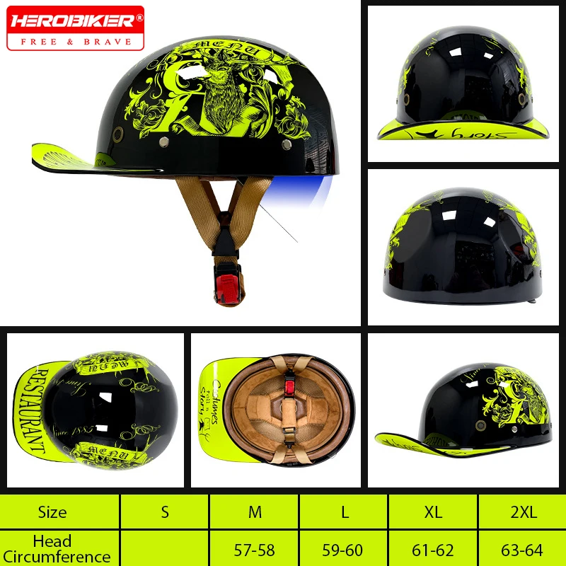 

Retro Motorcycle Helmet Men Women Fashion Baseball Cap Motorbike Riding Half Helmet DOT Certification Capacete De Moto Vintage