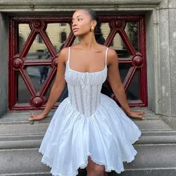 Suninheart Casual Women's Dresses for Parties Mini Sleeveless White Birthday Dress Fashion A Line Sexy Dresses Woman