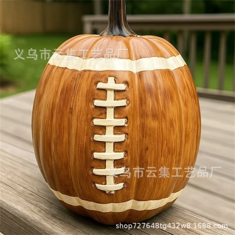 

Футбольная тыква, украшение на Хэллоуин, смола, спортивная тематическая тыква, орнамент для домашней вечеринки, центральная часть стола, осенний сезонный сезон