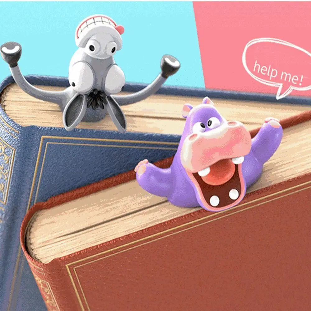 3D Stereo Cartoon Animal Bookmarks para crianças, Gato bonito original, Material de PVC, Papelaria engraçada da escola do estudante, Bookmark Gift