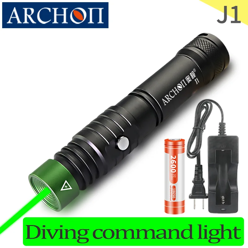 

J1 Green beam Diving flashlight Diving command light Underwater 100m Dive coach teaching Dive torch Hunting aim lamp Sea fishing