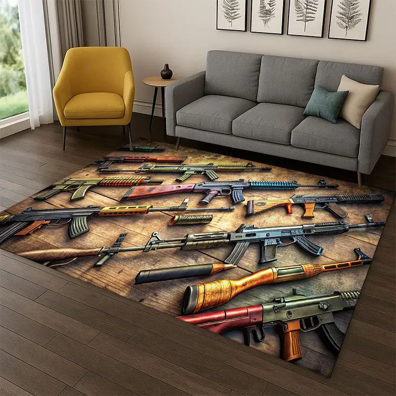 Gun Pistol Ammunition Bullet Cartridge Carpet Rug for Bedroom Living Room Sofa Playroom Doormat Home Decor,Area Rug Non-slip