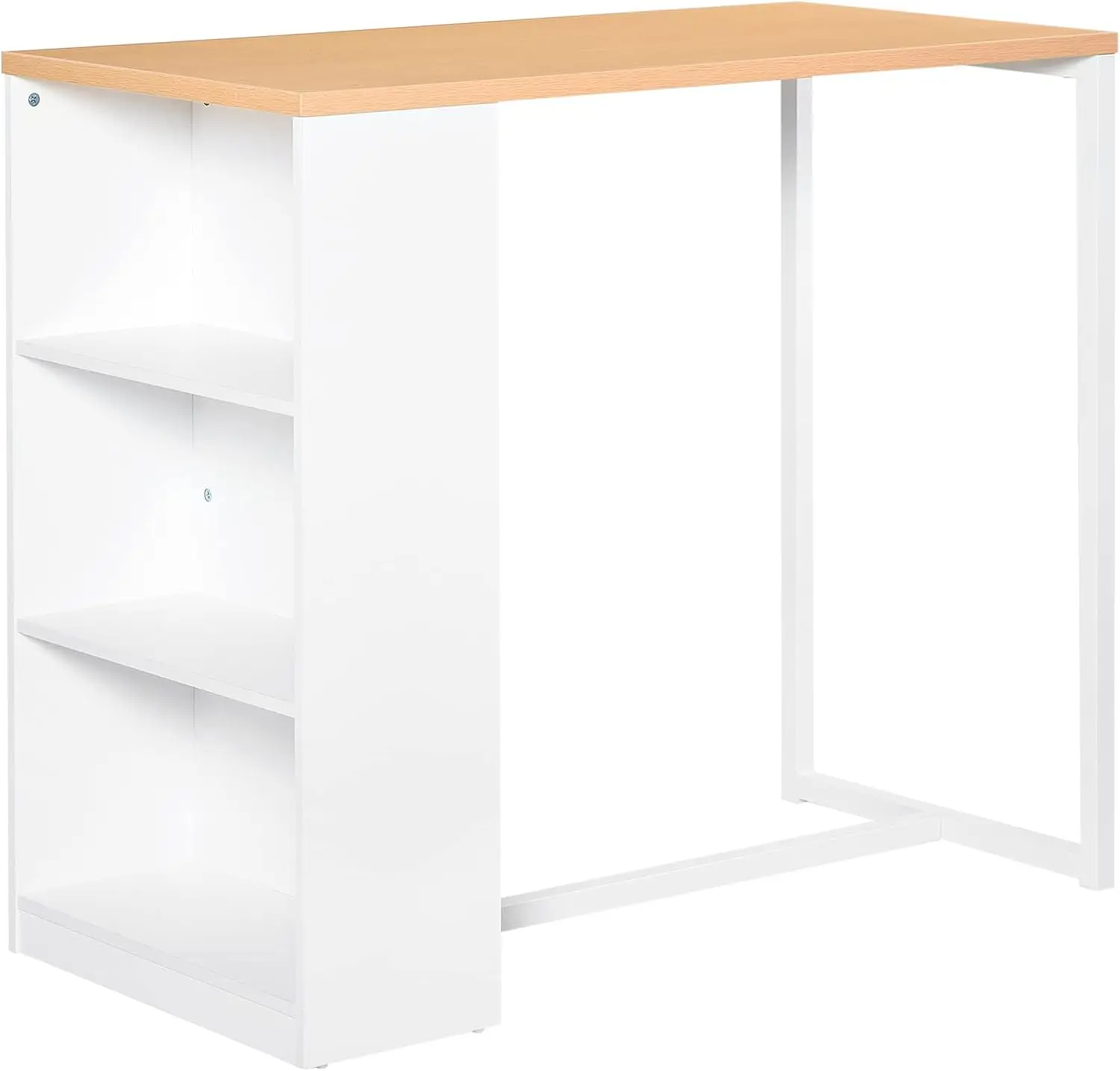 

Modern Bar Table Counter Height Dining Table With 3 Storage Shelves For Kitchen, Dining Room, Living Room, White