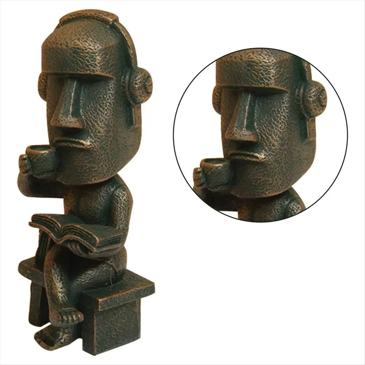 A78I  Statue Decor Easter Island Oranment Resin Stone Decoration for Room Accessories Antique Sculpture