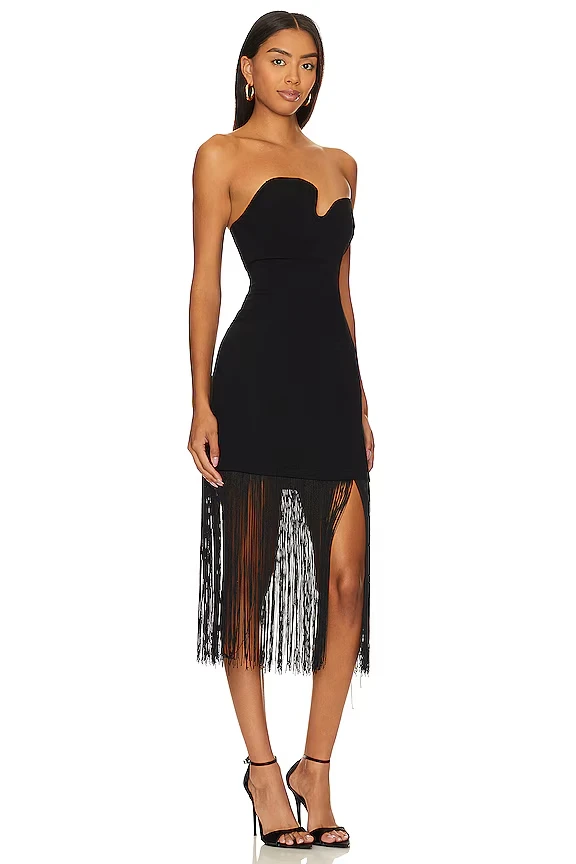 

Customized Women's Evening Dresses for Special Events Tassle Sheath Valentine's Day Dress Fuchsia Strapless Pleat Split