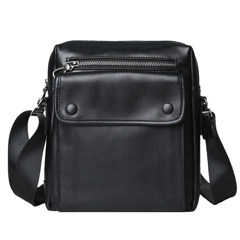 

New Vertical Men's Phone Crossbody Bag Full-Grain Leather Casual Shoulder Messenger Bag
