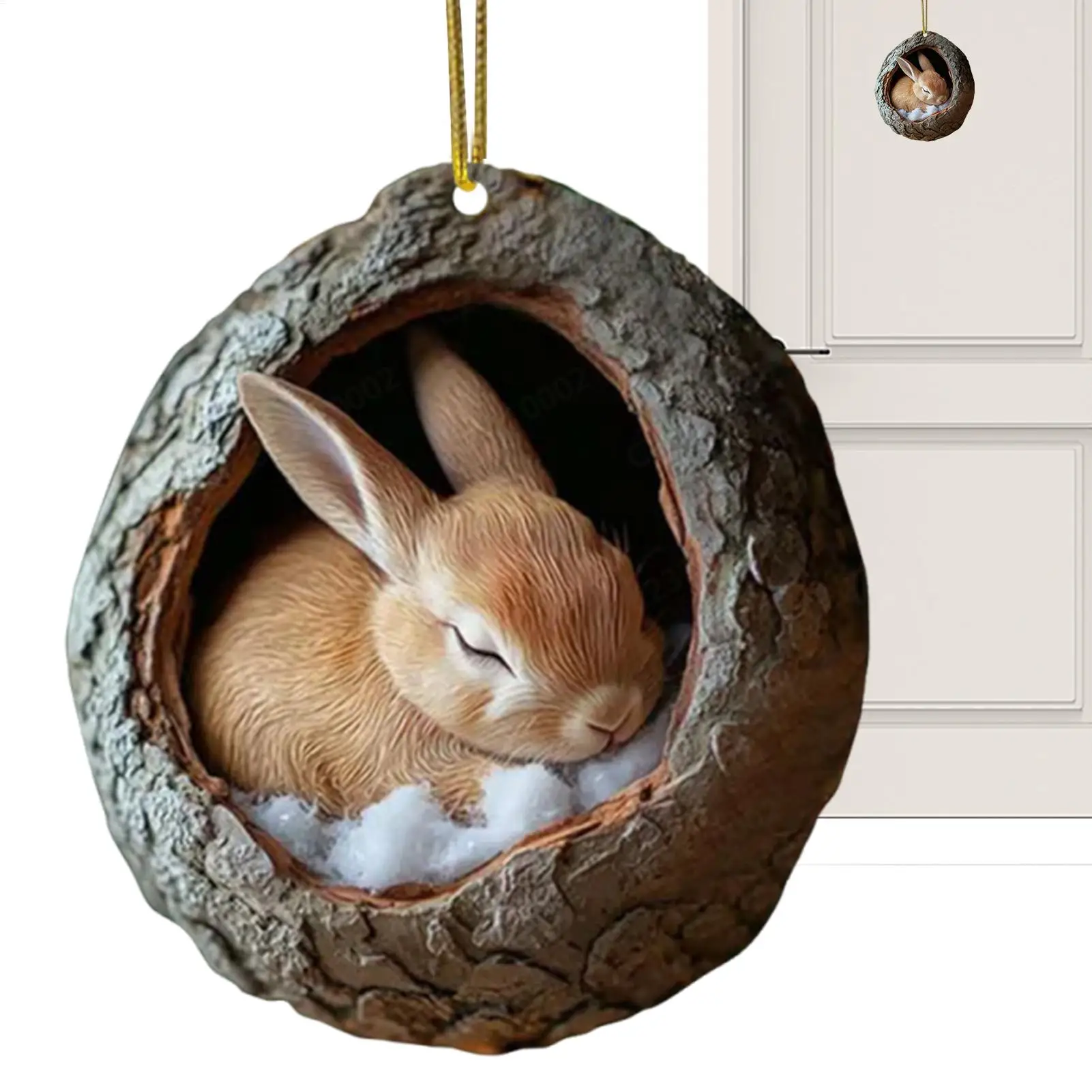 Christmas Tree Ornaments Christmas Tree 2D Acrylic Ornaments Cute Animal Theme Flat Keepsake with Lanyard for Door Cafe Living