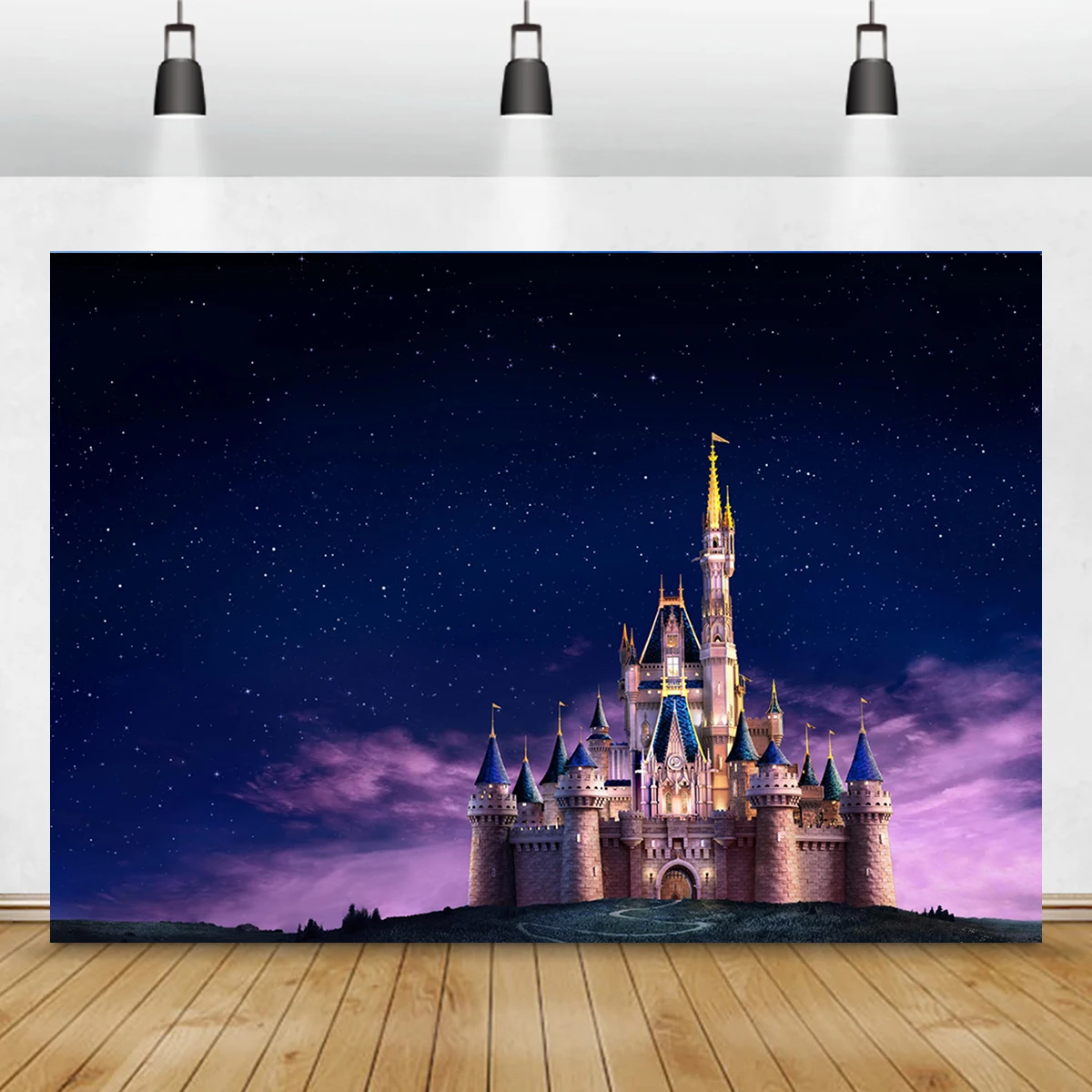 Happy Birthday Theme Fantasy Purple Sky Photography Dream Castle Backdrop Banner Dance Dressed Up Party Room Wall Decoration