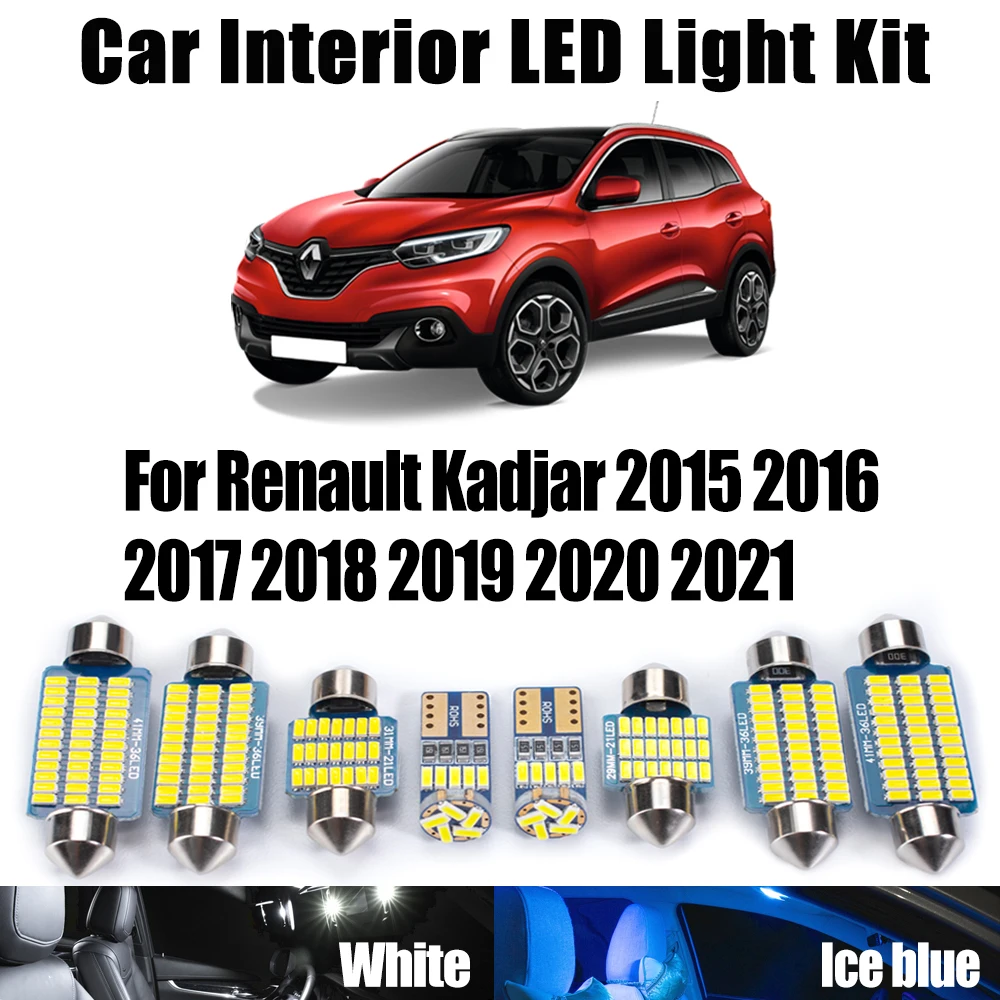 

14Pcs Canbus Vehicle LED Interior Reading Trunk License Plate Light Kit For Renault Kadjar 2015- 2018 2019 2020 2021 Car Bulbs