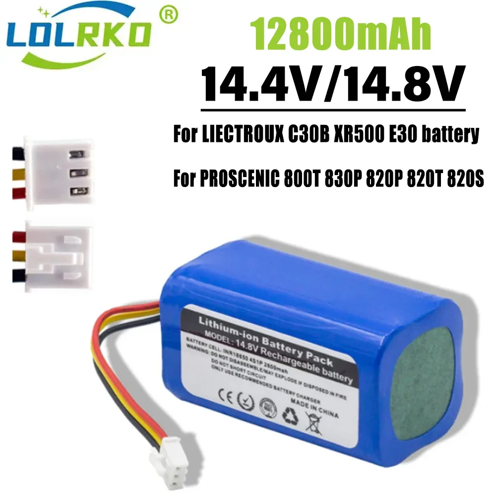 14.4V 12800mAh 18650 li-ion battery For LIECTROUX C30B XR500 E30 For PROSCENIC 800T 830P 820P 820T 820S Robot Vacuum Cleaner