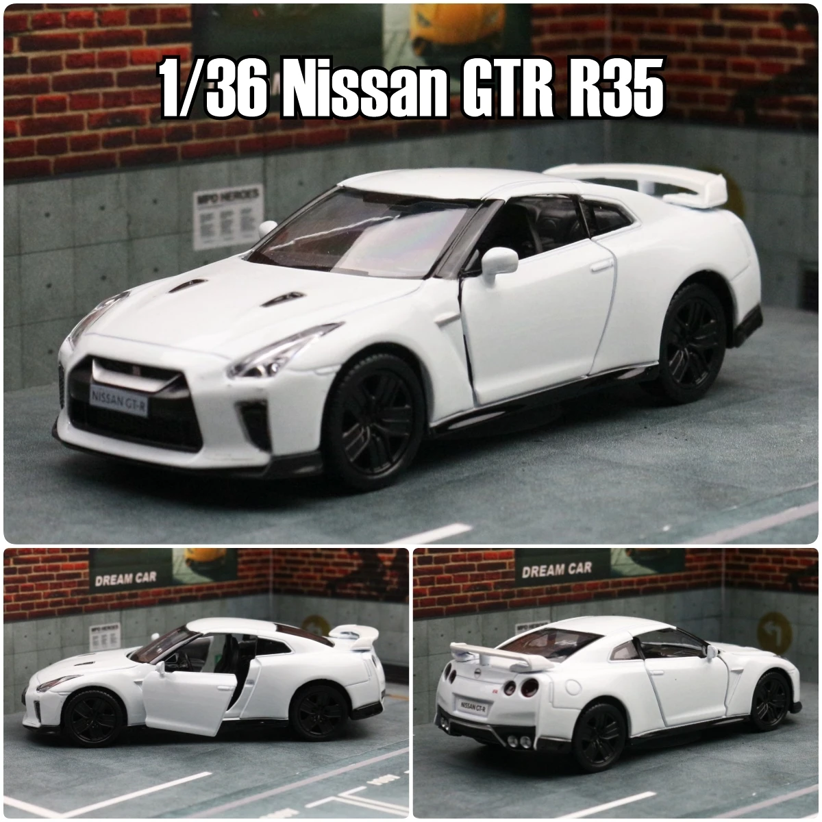 1/36 Nissan GT-R R35 Race Toy Car Model For Children RMZ CiTY 5\'\' Diecast Metal Vehicle Miniature Pull Back Collection Gift Boy