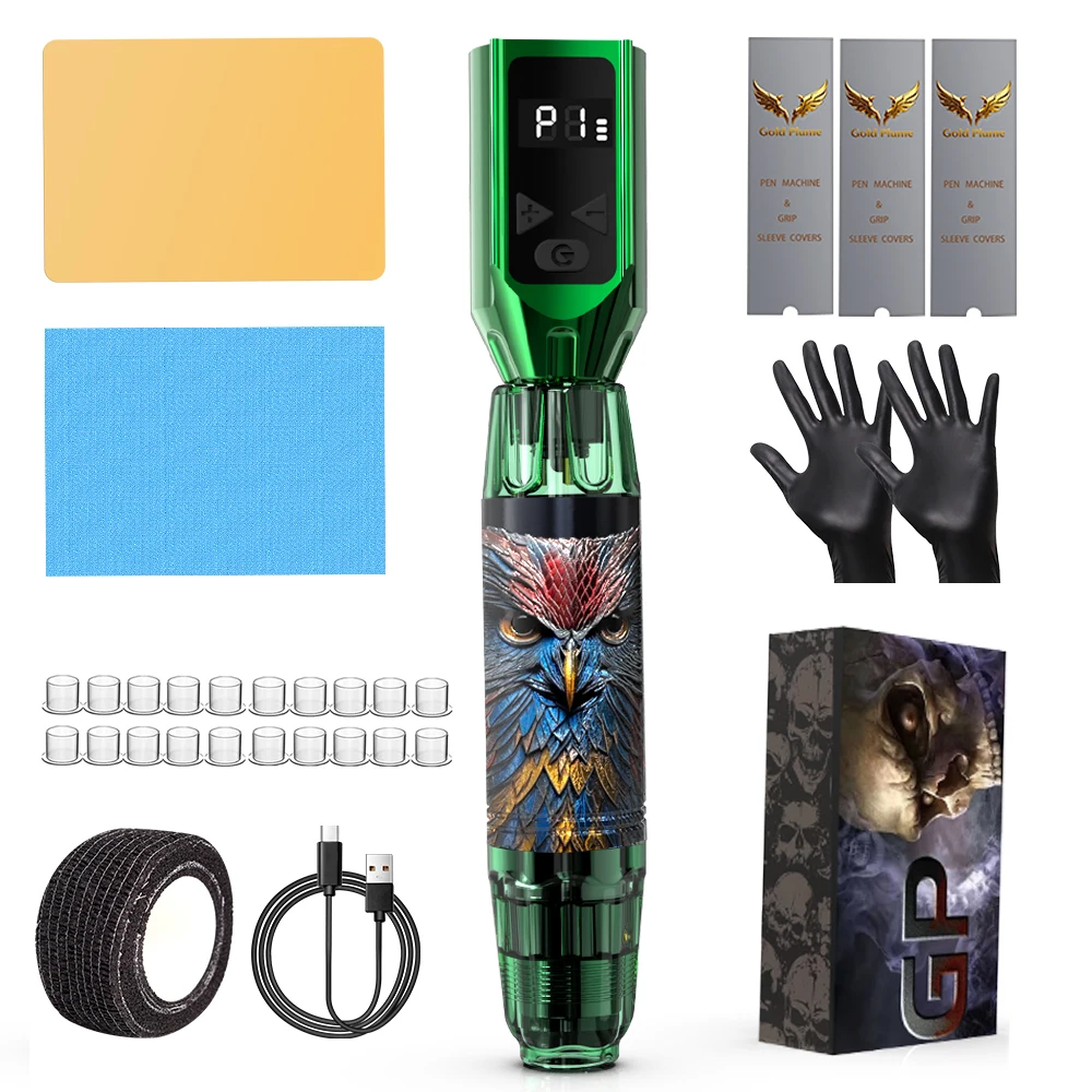 

Complete Wireless Tattoo Pen Kit - Rotary Machine with LED Display, Coreless Motor & Accessories for Beginners & Artists