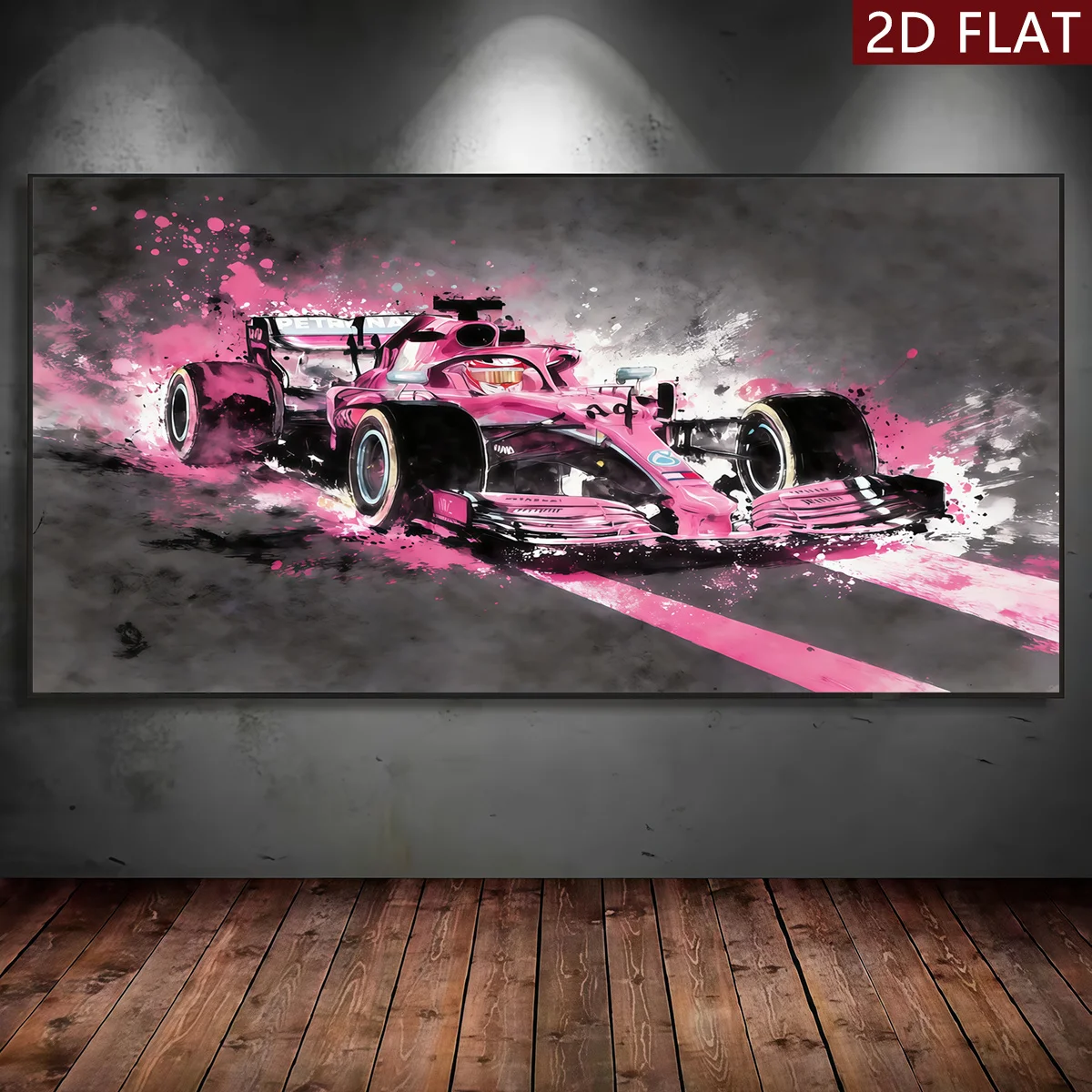 1pc Pink Racing Car Speed Splash Posters Abstract Canvas Prints Wall Art for Living Room Bedroom Modern Unframed Home Decor