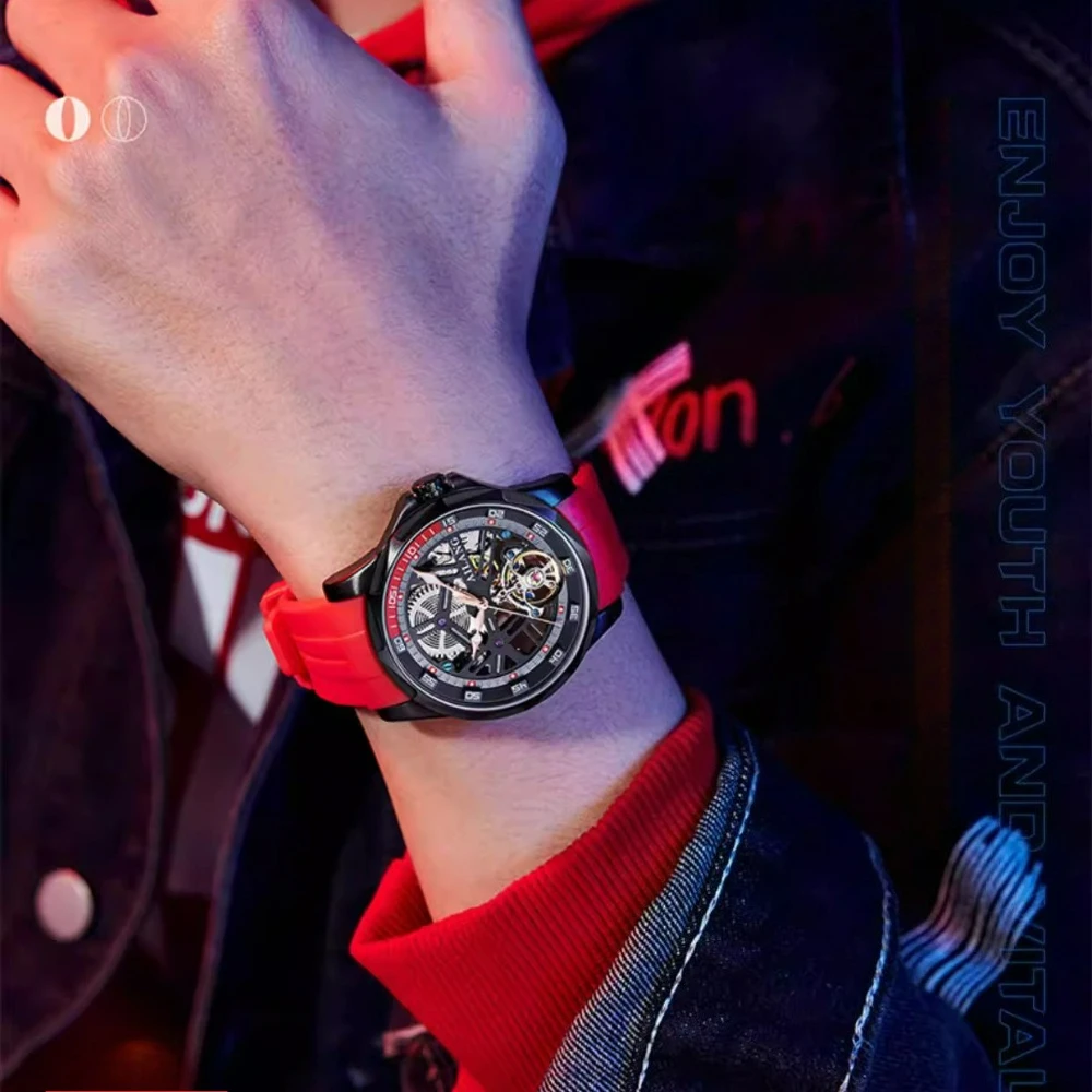 AILANG Luxury Men's Automatic Mechanical Watch Skeleton Tourbillon Wristwatch Waterproof Sport Fashion Casual Timepiece for Men
