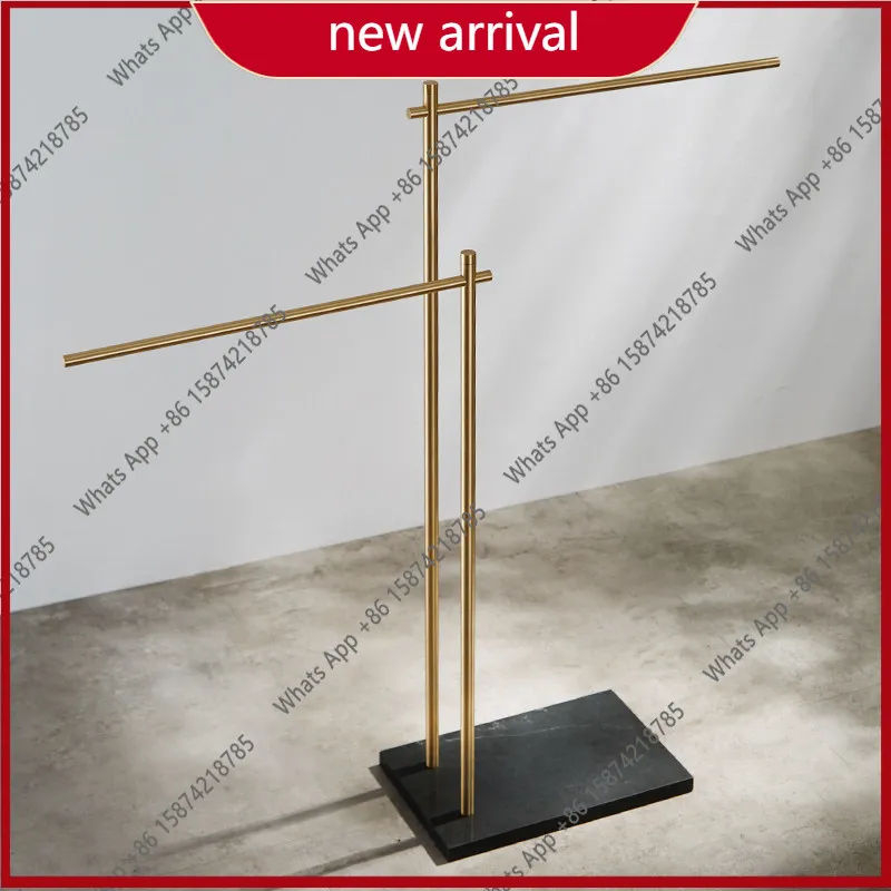 ff Marble floor towel rack High and low rod Rotating towel rack Vertical non-punching