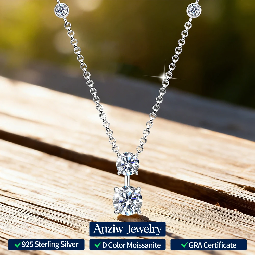 

Колье-подвеска Anizw с муассанитом GRA Certified D VVS1 (6,5 мм, 5 мм, 2,5 мм) для женщин, цепочка из серебра 925 пробы, регулируемая, изысканные ювелирные изделия