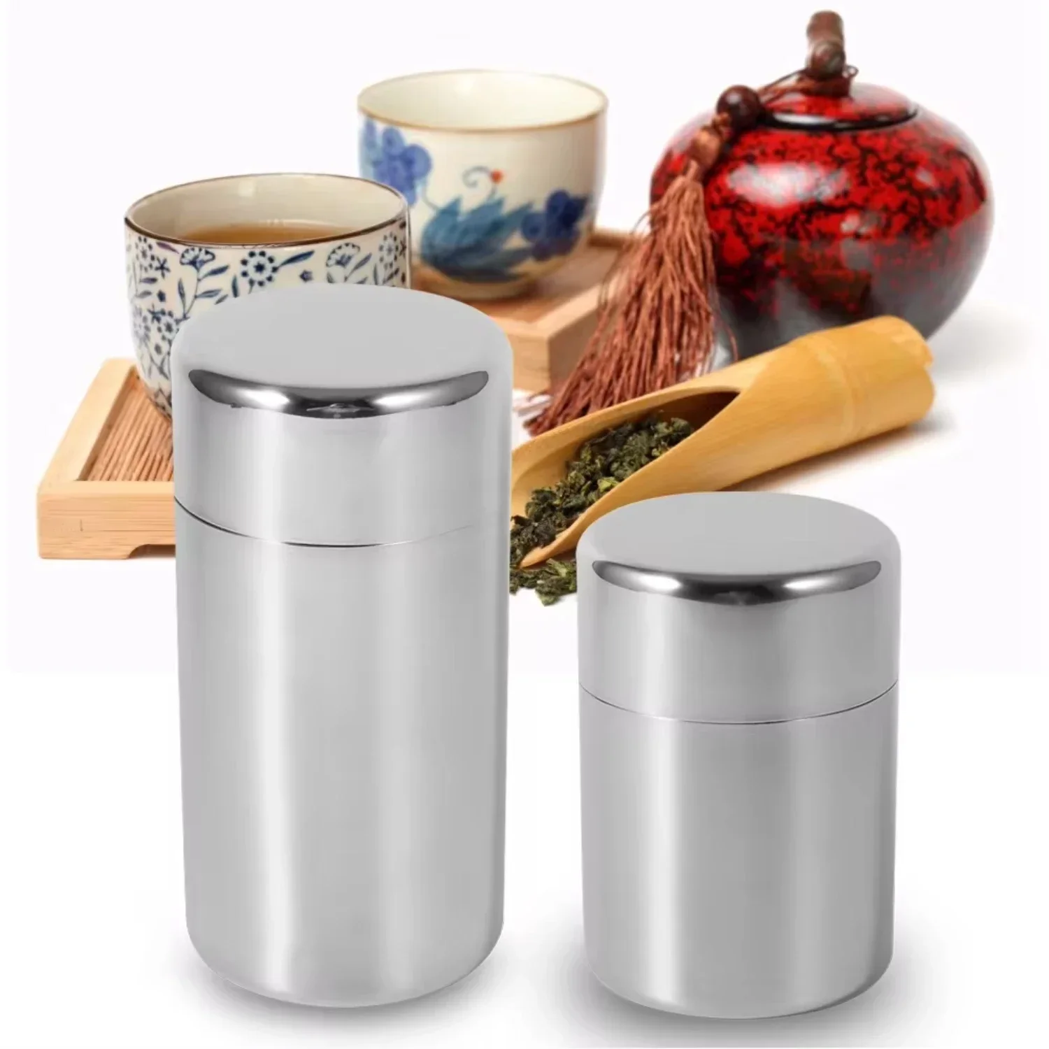 Stainless Steel Tea Leaf Tins Canister Containers Home Kitchen Canisters for Tea Coffee Sugar Storage Tins Can - view 6