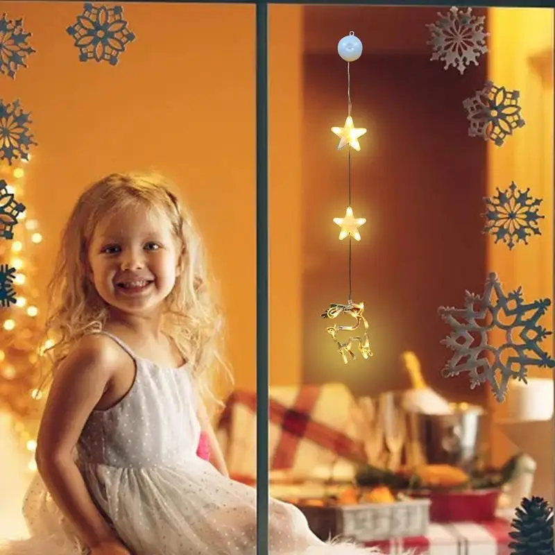 크리스마스 별 LED 창문 걸이 조명, 배터리 작동 배경 걸이 조명, 벽난로 크리스마스 나무 벽용