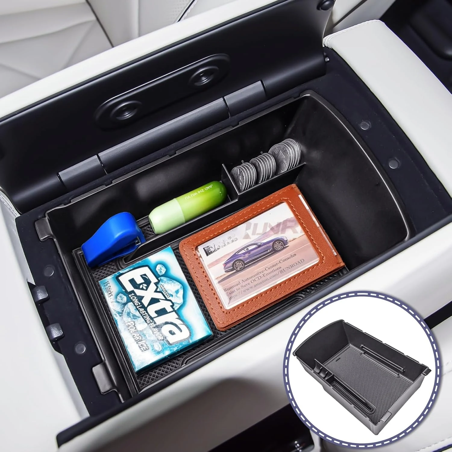 

TACOBRO Center Console Organizer Tray Compatible with 2025 Genesis GV80 Accessories Console Organizer Front Seat Storage Box