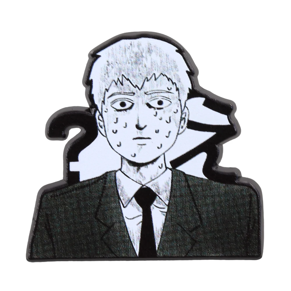 Pin de solapa de terror Reigen Arataka, insignia periférica de personaje Mob Psycho100, broche de cómic, accesorios de decoración para fanáticos