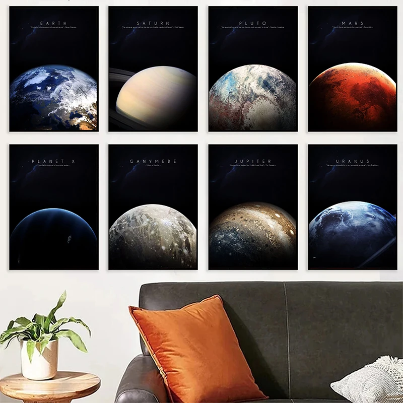 Home Decor Wall Pictures - Zonnestelsel Planeet Kwik Venus Aarde Mars