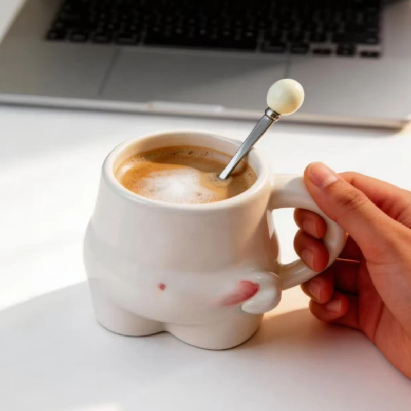 Creative Ceramic Coffee Mug  Unique Hand Handle Design for Daily Beverage Office Home Funny Decorative Drinkware Gift