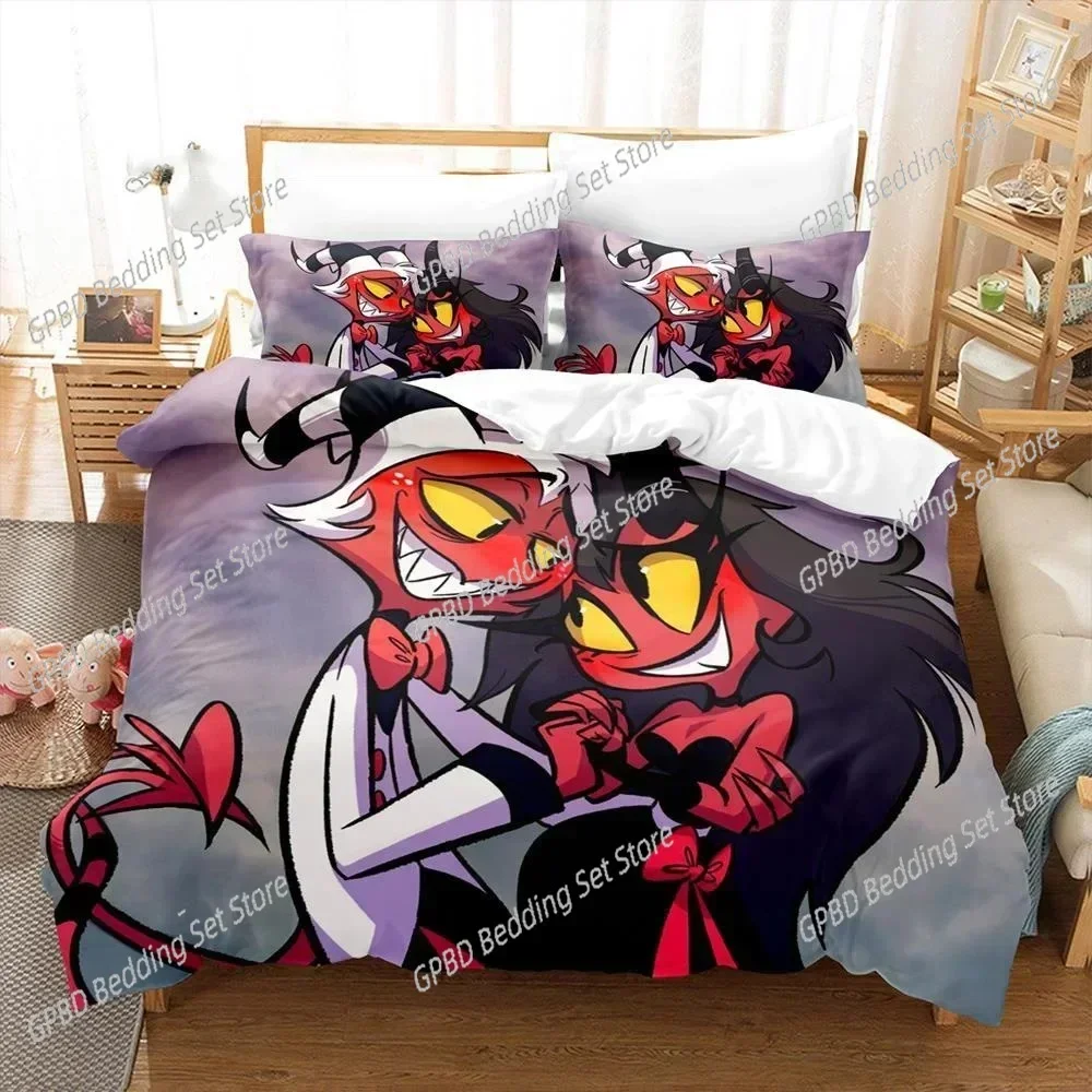 

3D Printed Helluva Boss 3D Bedding Set Duvet Cover Pillowcases Single Twin Full Queen King Size Home Decor Quilt Boys Gift Quilt