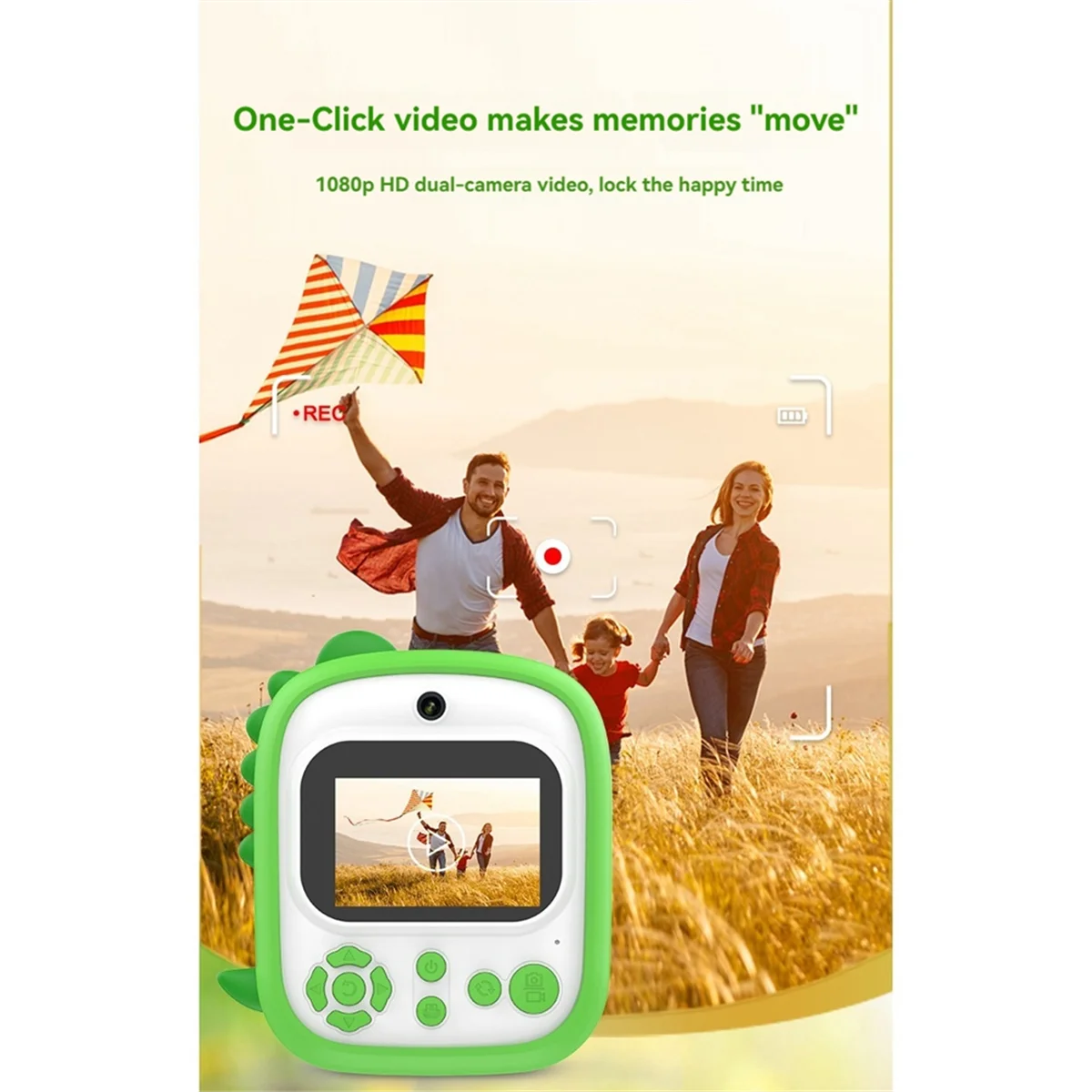 كاميرا GOB-oKids طابعة صغيرة طباعة فورية شاشة 2.4 بوصة 12MP 1080P كاميرا فيديو للأطفال كاميرا رقمية فورية لعيد الميلاد