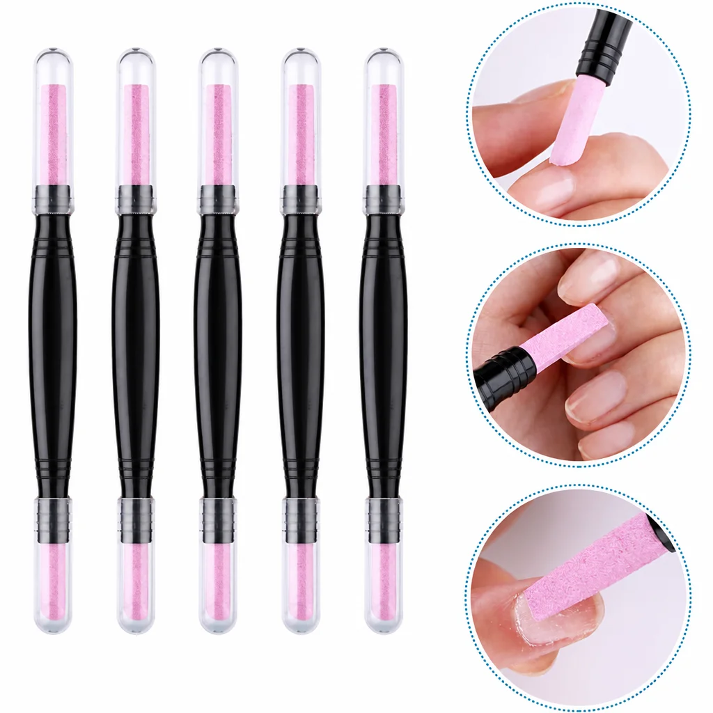 2/5/10PCS Dual-Ended Pumice Stone Nail File Buffer Pen - Cuticle Pusher Remover Trimmer for Dead Skin Repair for Home & Salon