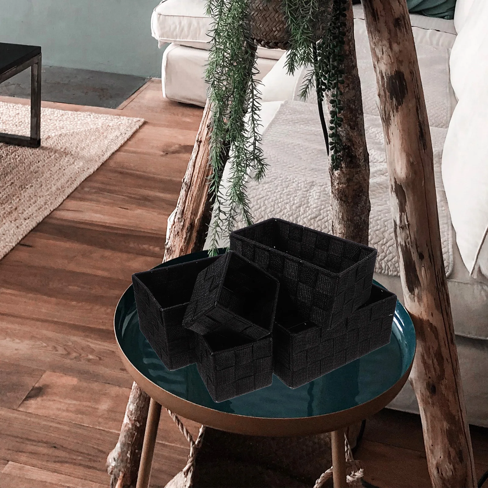 

Woven Storage Basket Shelf Baskets for Shelves Table Organizing Bathroom Containers Sundries