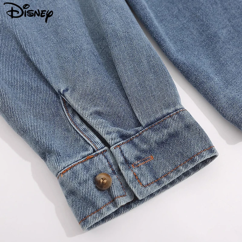 Disney 2023 New Arrival Top Fashion Cotton Embroidery Mickey Mouse Loose Ins Cartoon Large Size Casual Cowboy Shirts