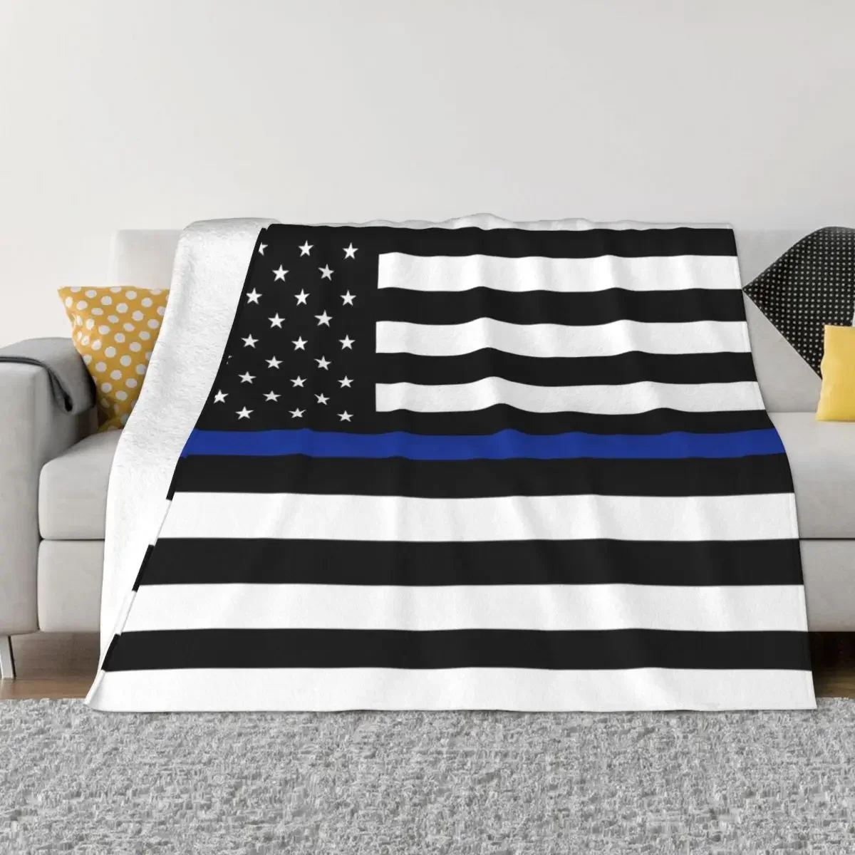 Thin Blue Line Flag Throw Blanket Hair anime Blankets For Bed Blankets